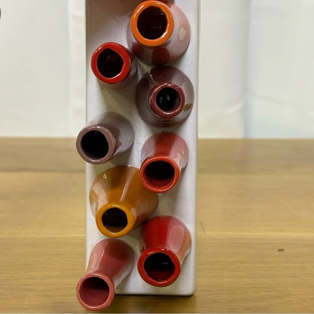 Chive MCM style Bud Vase Cluster Ceramic Flower Holder Orange, Red, Mustard